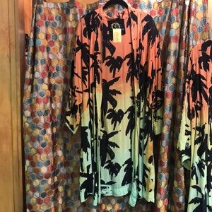 Blue life palm tree kimono